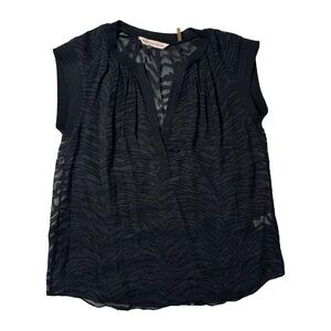 Rebecca Taylor Black Zebra Sleeveless Blouse